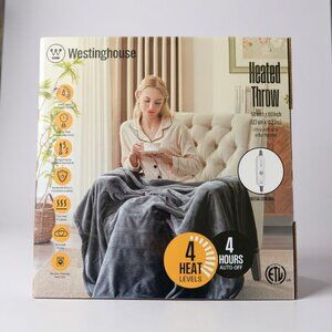 Westinghouse Heated Throw Blanket With 4 Heat Levels & 4-Hour Auto-Off Ultra Sof